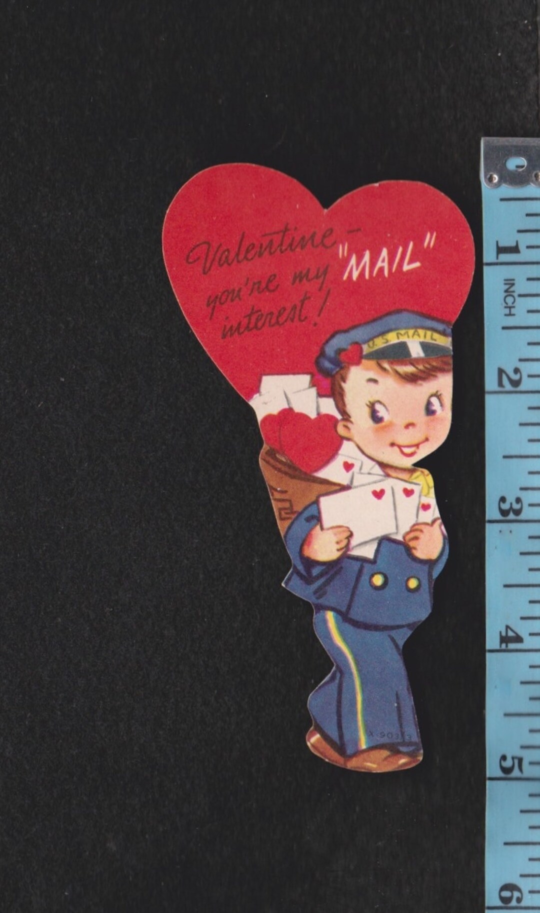 Vintage Original Card Valentine You're My MAIL INTREREST Mailman POSTAL ...