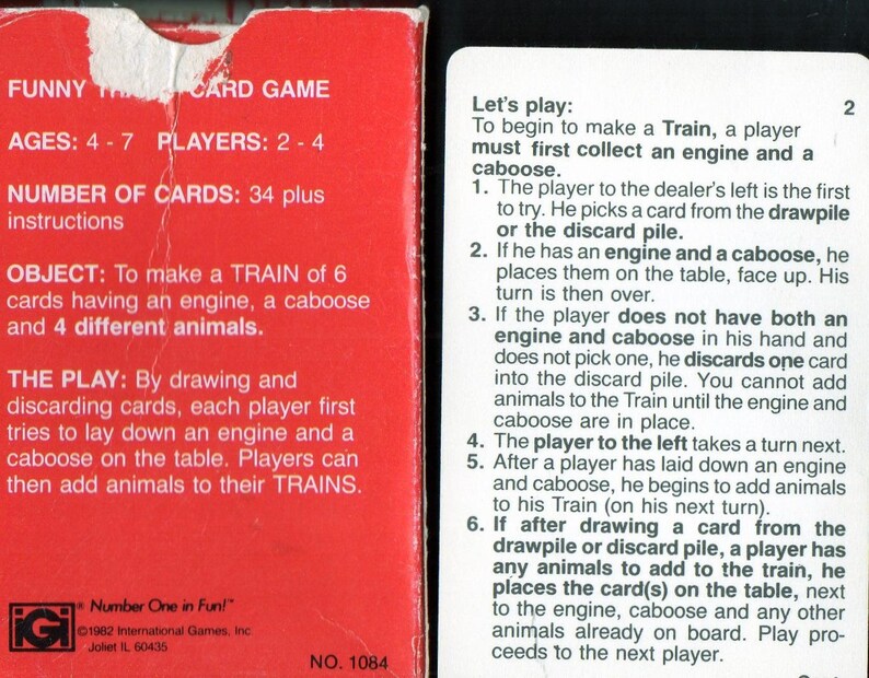 Vintage FUNNY TRAIN Card Game COMPLETE Steam Enginecaboose & Etsy