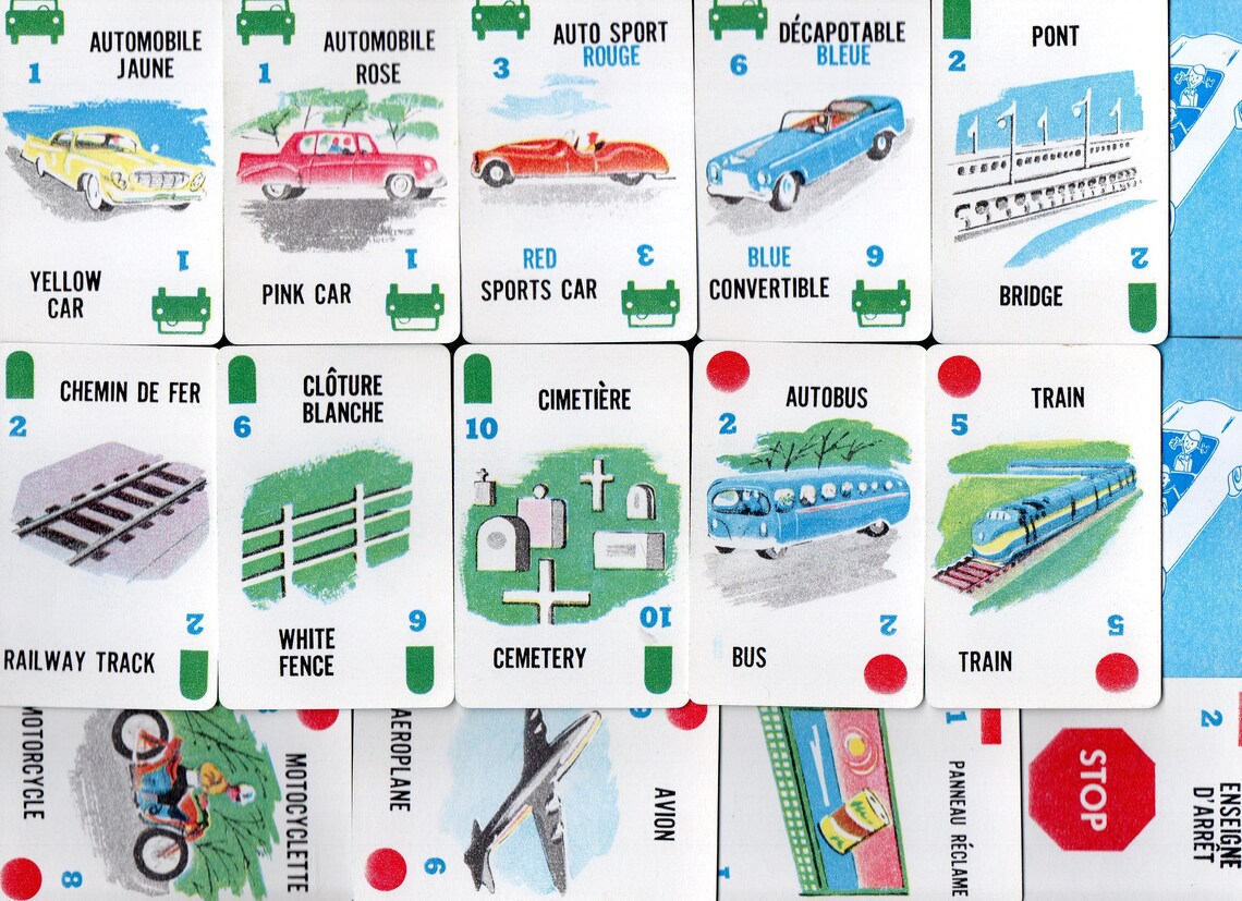 Vintage CAR CARDS GAME Play On Road Trip Retro Illustrations Etsy
