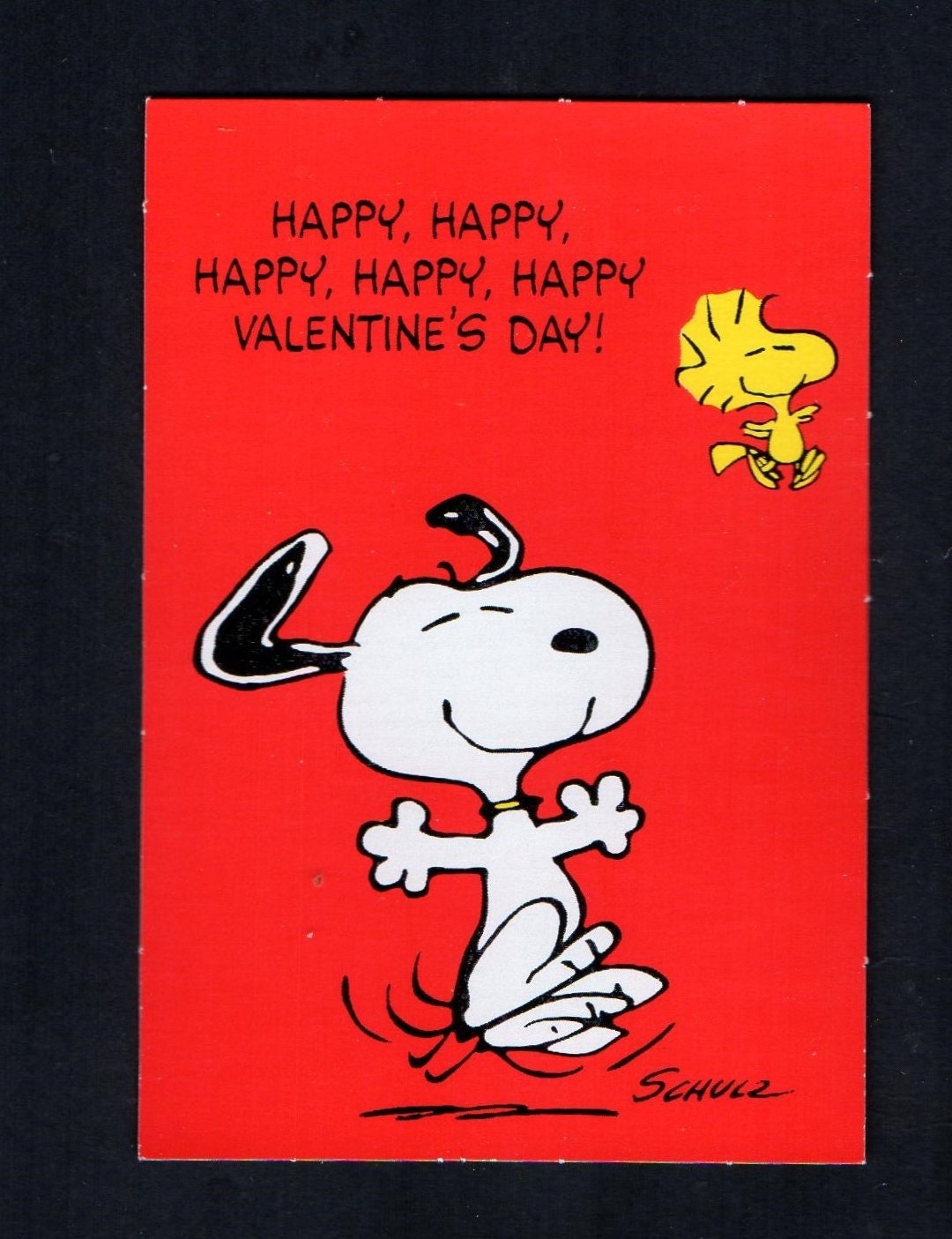 Snoopy Happy Valentines Day Images Vintage Peanuts Valentine Card Snoopy Does His Happy Dance | Etsy