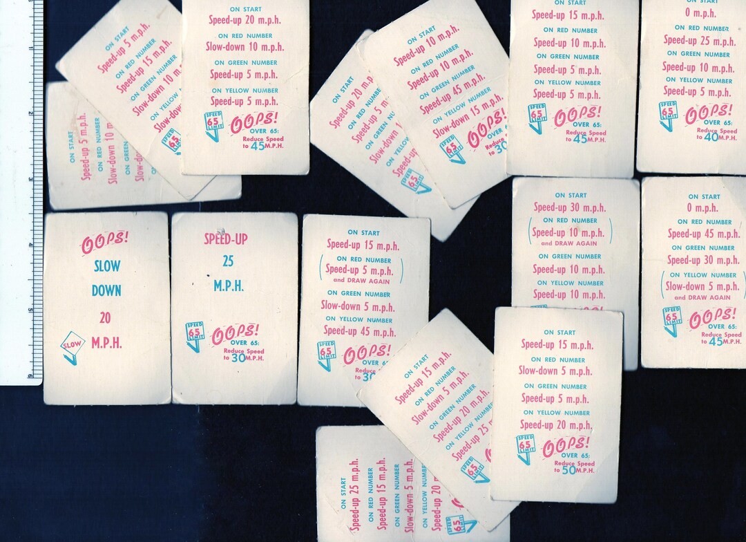 Vintage OOPS Road Travel GAME CARDS Lot/15 Speed up M.P.H Etsy