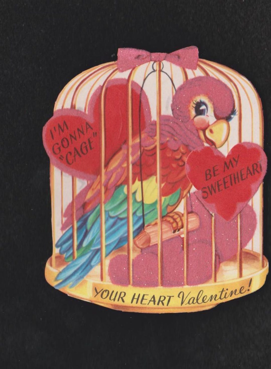 Vintage Original Card MACAW PARROT Bird I'm Gonna CAGE Your Heart ...