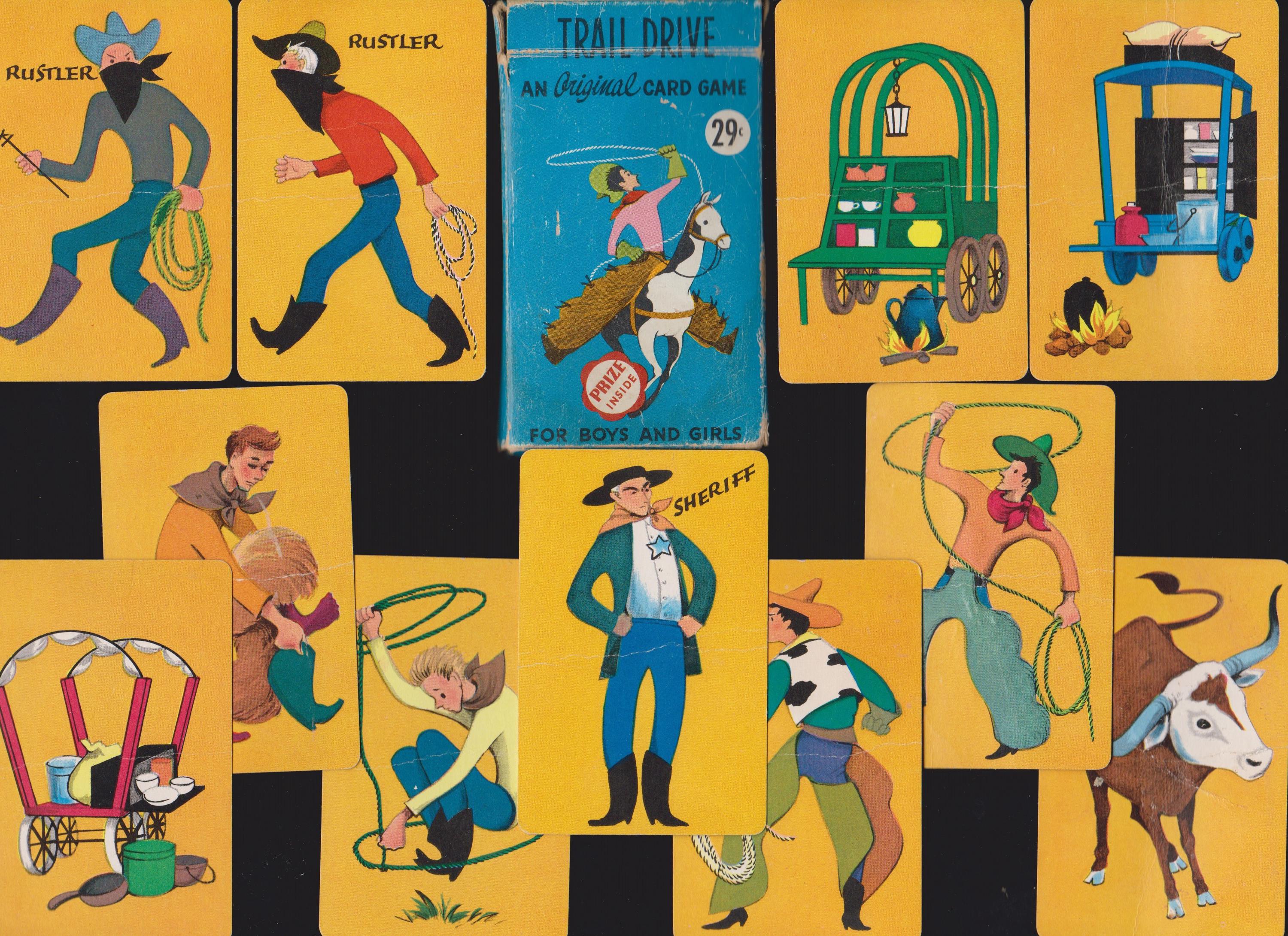 Vintage TRAIL DRIVE Card Game COWBOYS Sheriff Rustler Lasso Rope