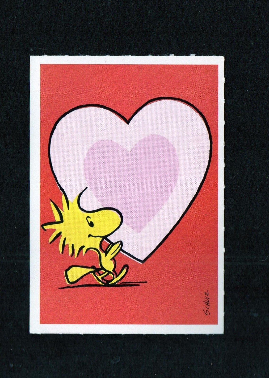 Vintage Peanuts Card Snoopy Friend WOODSTOCK Carries Big Pink - Etsy