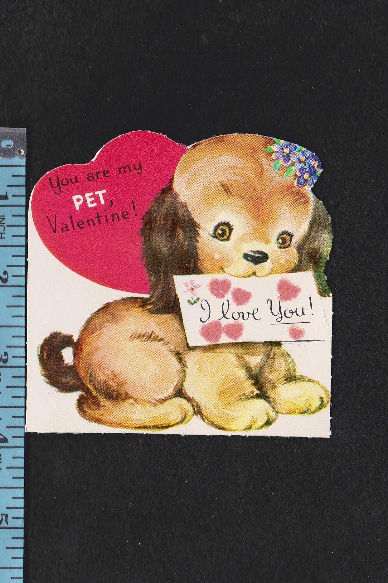 Vintage Original Card You Are My PET Valentine PUPPY DOG Holds
