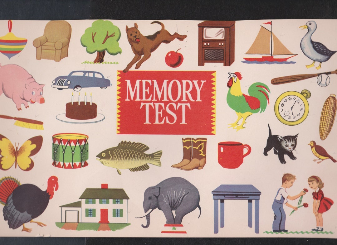 Vintage Color Illustrated PARTY GAME Set MEMORY Test,name It,partner ...