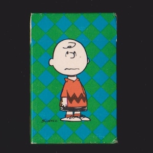 Vintage MINI Peanuts Playing Cards Deck CHARLIE BROWN Box Has Intact Gold Snoopy Stamp/Seal,Swap,Craft Making Ephemera,Miniature,Hallmark