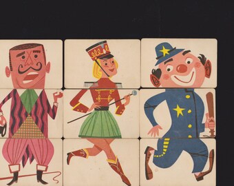 Vintage MIXIES Card Game Complete 1001 FUNNY FIGURES Circus Performers,Clowns,Snake Charmer,Animal Acts Poodle Dog,Bear,Tiger,Seal Ephemera