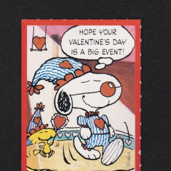 Vintage Peanuts Card Snoopy & Woodstock  Dressed As CIRCUS CLOWNS Hope Your Valentine's Day Is A Big EVENT Original UNused Ephemera 2 3/4"x4