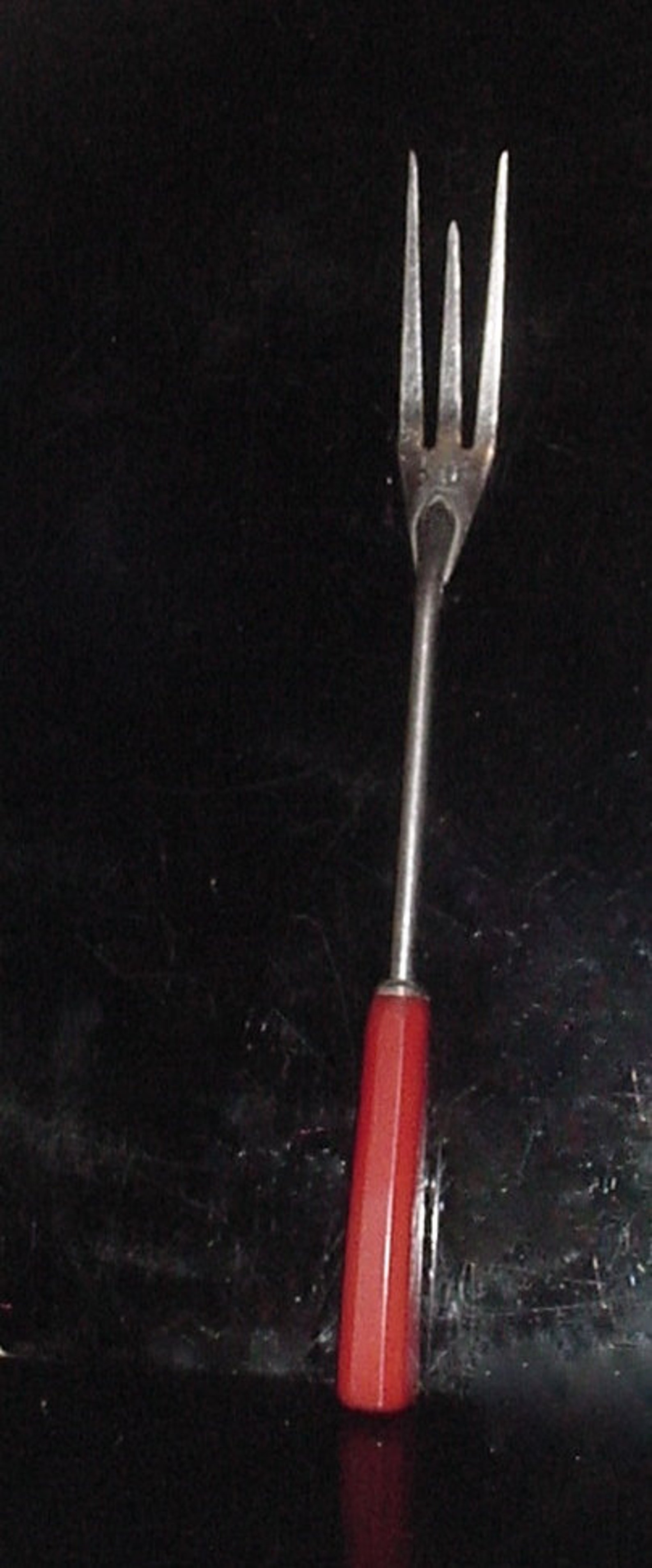 Vintage Carving FORK w RED BAKELITE Handle Meat Serving Etsy