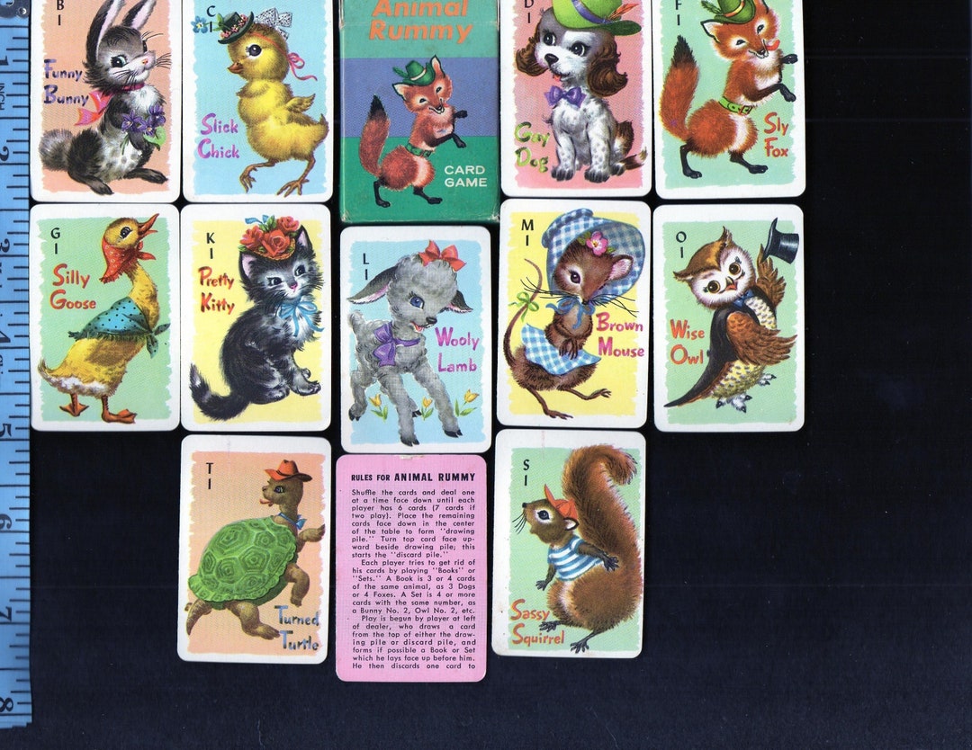 Vintage MINI ANIMAL RUMMY Card Game New Old Stock Etsy