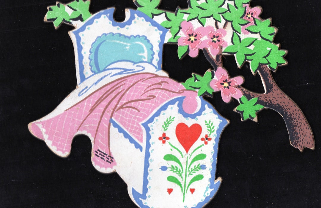 Vintage Nursery Wall Decoration ROCK-A-BYE BABY Lullaby Decorated ...