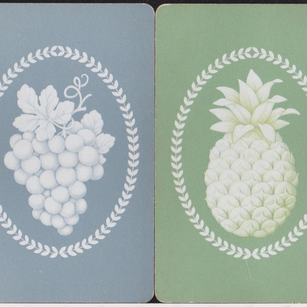 Playing Cards Double Deck Set Classic CAMEOS Fruit PINEAPPLE,GRAPES Wedgwood Jasperware Look Bridge Game,Poker Rules,Ephemera Swap Hallmark