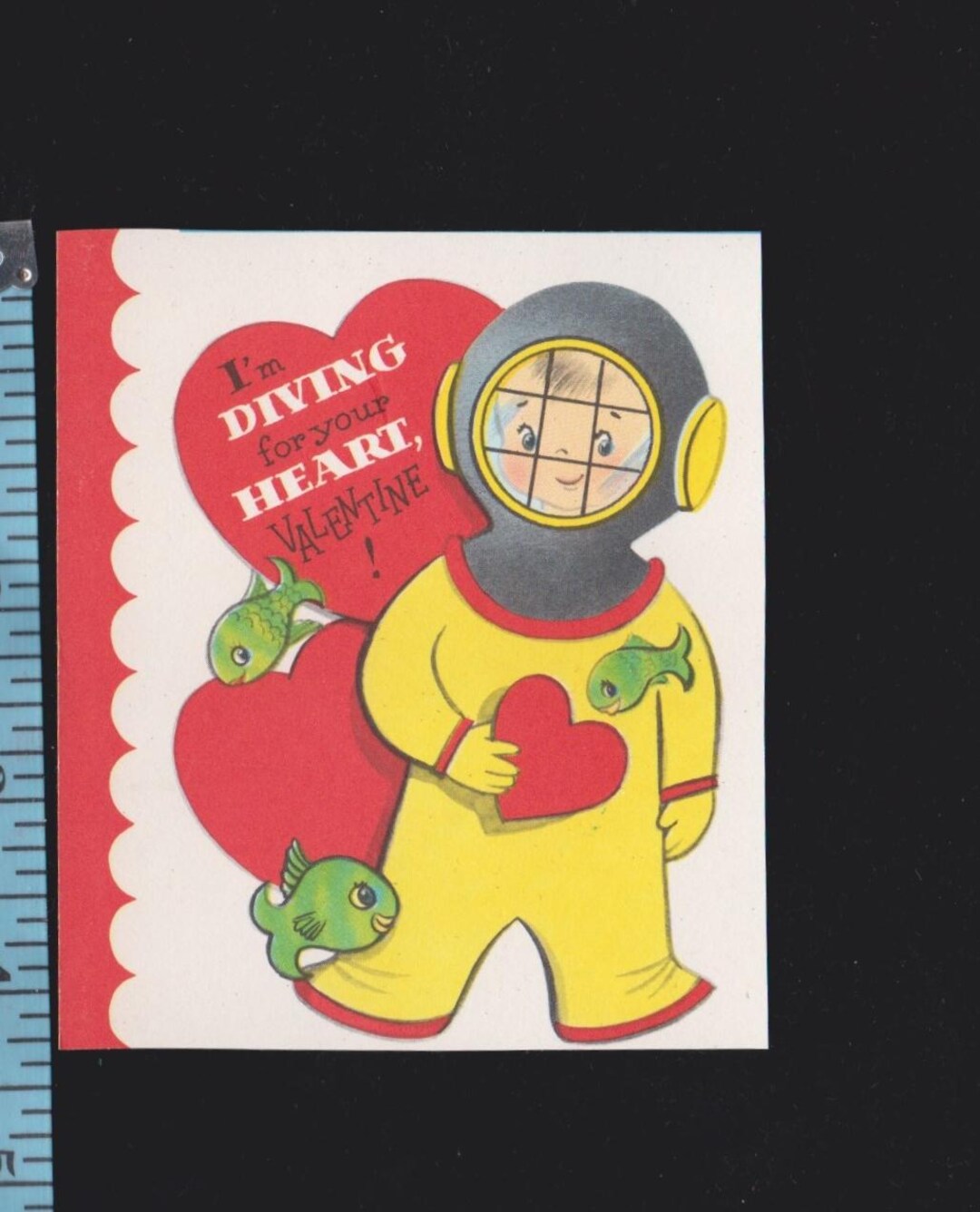 Vintage Valentine Card Deep Sea DIVER in Diving Suit W Helmet I'm ...