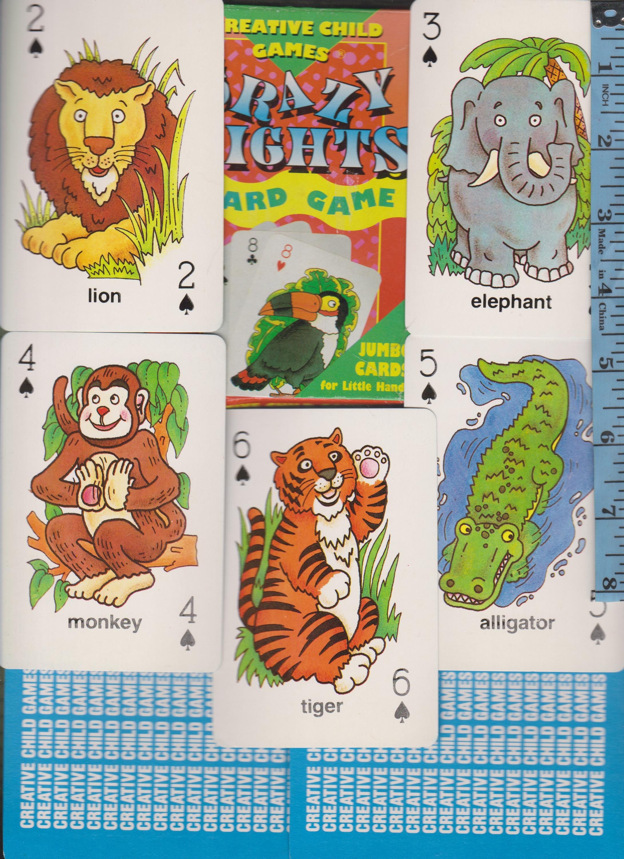OVERSIZED Vintage Crazy Eights 8s JUNGLE Land Card Game COMPLETE