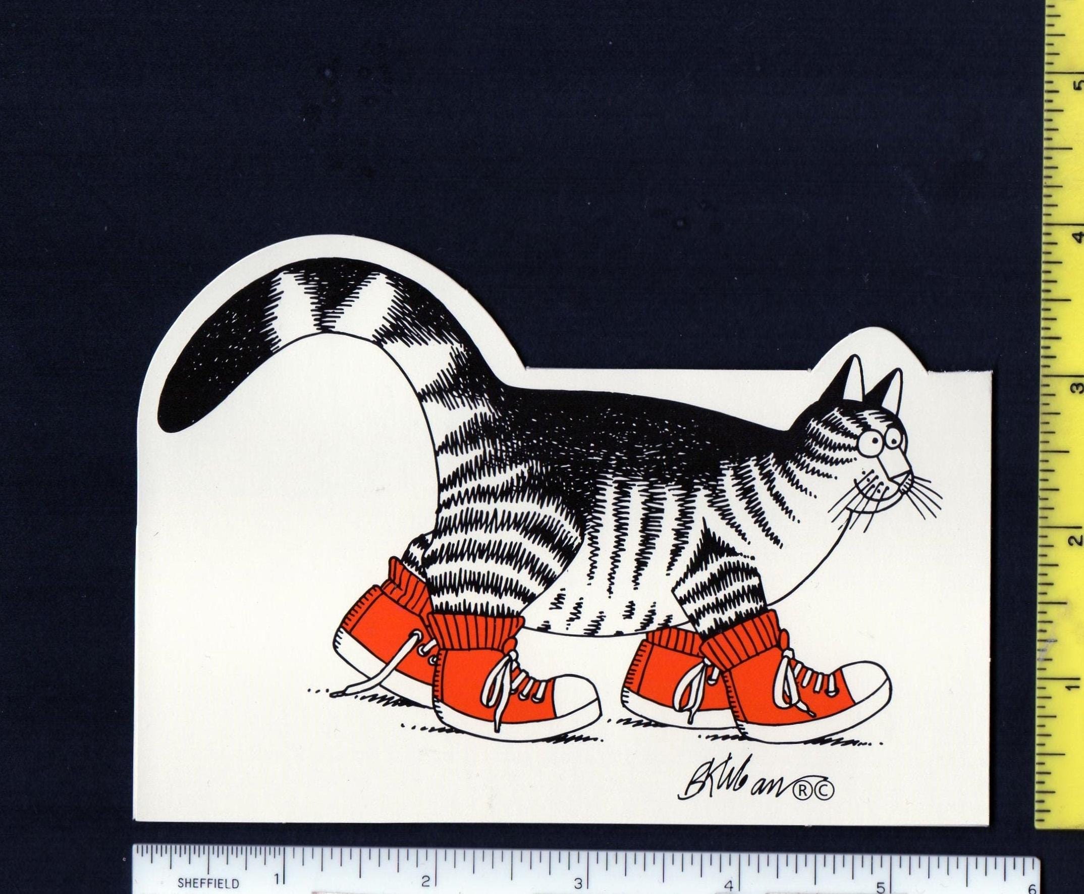 Vintage KLIBAN Valentine Card CAT Wears Red SNEAKERS Tennis Shoes