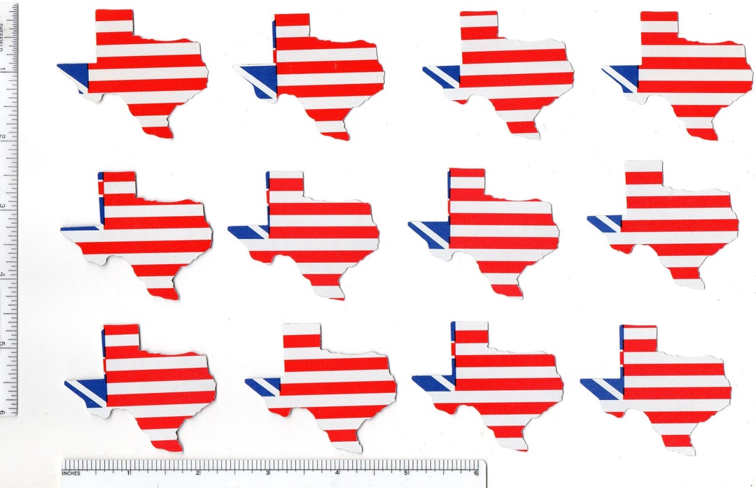 Die Cut TEXAS STATE SHAPES Lot/12 Red White & Blue Hand Etsy