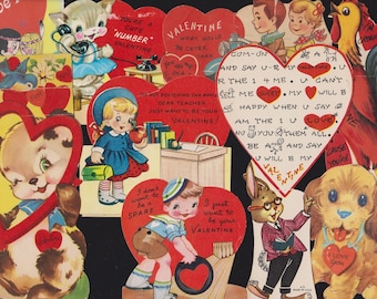 IMPERFECT Vintage Valentine Cards Lot/9 Anthropomorphic Animals,Bowler,Love Is,Scooter,For Crafts,Ephemera,Junk Journal,Mixed Media,Collage