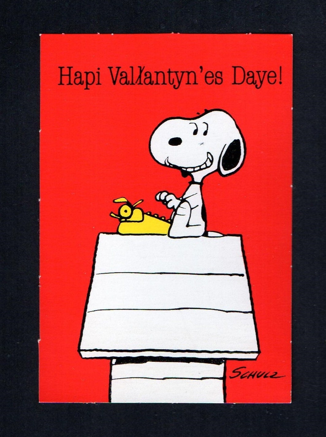 Vintage Peanuts Valentine Card SNOOPY at Yellow Typewriter - Etsy