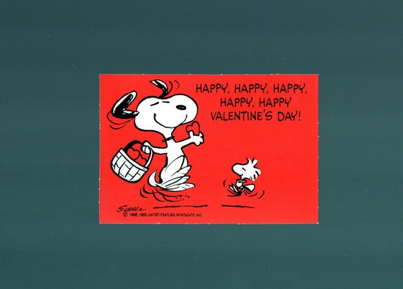 Vintage Peanuts Valentine's Day Card SNOOPY W Basket & - Etsy Finland