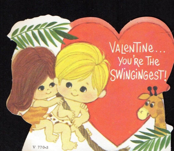 Vintage Valentine Card Jane Girl,tarzan Boy Swing on Vine in the JUNGLE  You're the SWINGING-EST Original Retro Graphics Diecut Unused Craft -   Canada