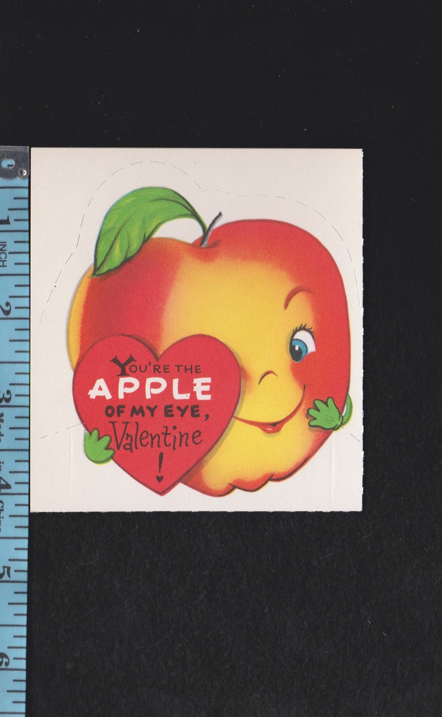 Vintage 1950s Valentine Card Anthropomorphic Apples in Love