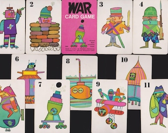 Vintage WAR Card Game Mid CENTURY Robot Space Alien,Soldiers,Tank,Plane,Rocket