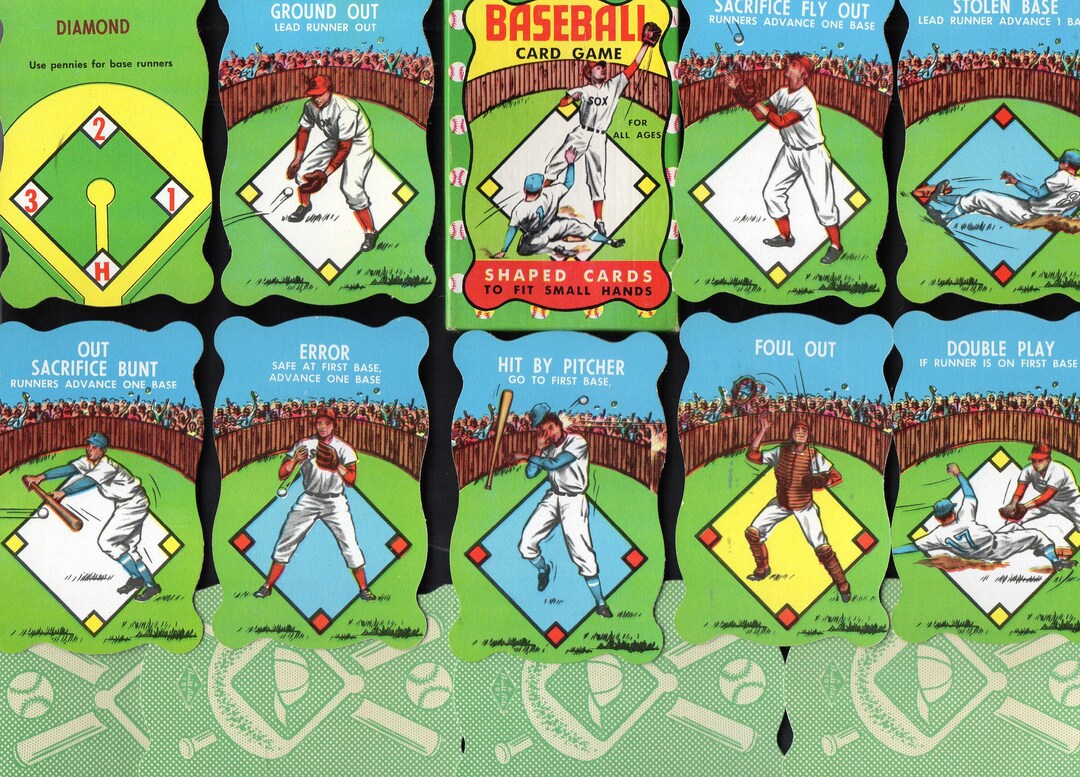 Vintage BASEBALL CARD GAME Hit by Pitcher Single Double Triple Strike