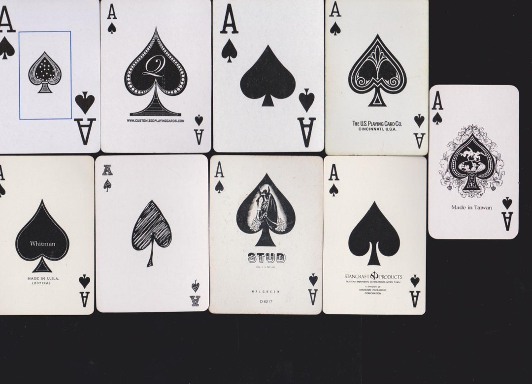Vintage ACE of SPADES Single Playing CARD Lot/9 Stud Horse,mixed Media ...
