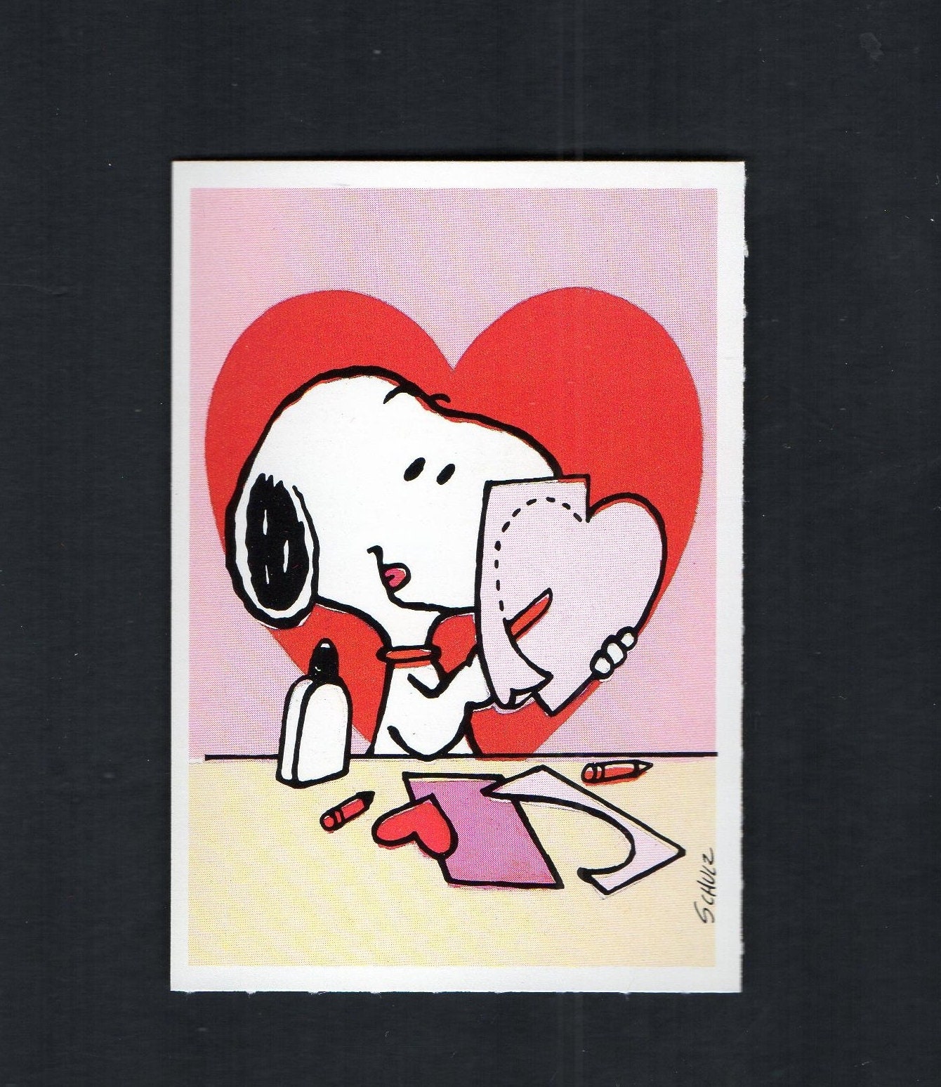 Vintage Peanuts Card SNOOPY Cuts Heart Shape Out of Paper - Etsy