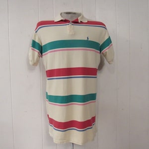 Vintage Polo, Ralph Lauren shirt, color block stripe, made in U.S.A.  Polo Ralph Lauren, vintage clothing, size medium