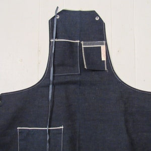 Delantal vintage, delantal de 1950, delantal de mezclilla, ropa de trabajo vintage, delantal de trabajo, delantal de mezclilla, guante de coche, delantal de Detroit, ropa vintage, Detroit, NOS