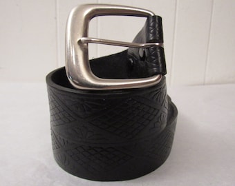 Vintage belt, 1970s belt, black leather belt, motorcycle belt, rock and roll belt, vintage clothing, 38