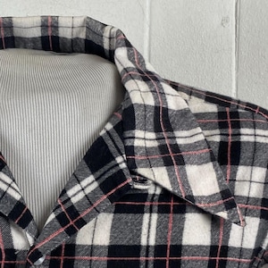 Vintageskjorta, storlek large, 1940-talsskjorta, bomullsflanellskjorta, Pilgrim, rutig skjorta, rockabillyskjorta, knapphälla upptill, vintagekläder