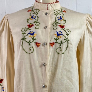 Vintage blouse, hippy shirt, 1970s shirt, ethnic shirt, embroidered shirt, vintage clothing, size large, NOS