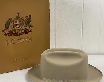 1950s Stetson Hat & BOX 3x Beaver Gray/black Grossgrain Original