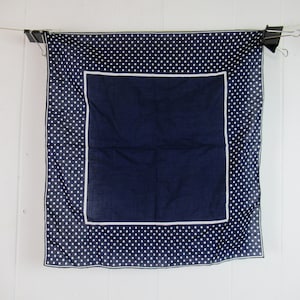 Vintage bandana, vintage hankerchief, 1940s bandana, blue and white dot, vintage workwear, vintage clothing