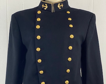 Chaqueta vintage, talla mediana, chaqueta de la Academia Naval de las mujeres, chaqueta cruzada, abrigo militar, abrigo azul marino, chaqueta USN, ropa vintage