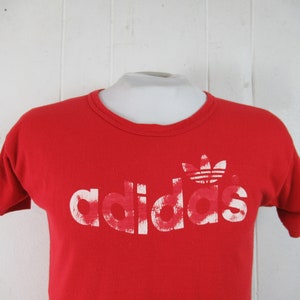 Vintage-t-Shirt, Adidas-t-Shirt, 1970er Jahre-t-Shirt, rotes t-Shirt, Vintage Adidas, Vintage Kleidung, Größe XL