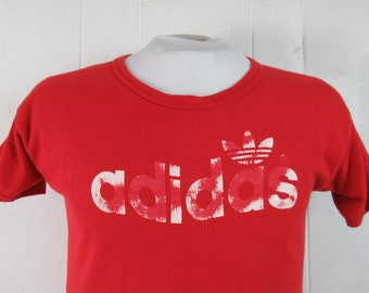 Vintage t shirt, Adidas t shirt, 1970s t shirt, red t shirt, vintage Adidas, vintage clothing, size XL