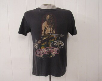 T-shirt Vintage TED NUGENT - Style Années 90 - Taille M Noir - Cadeau Rock Pour Noël