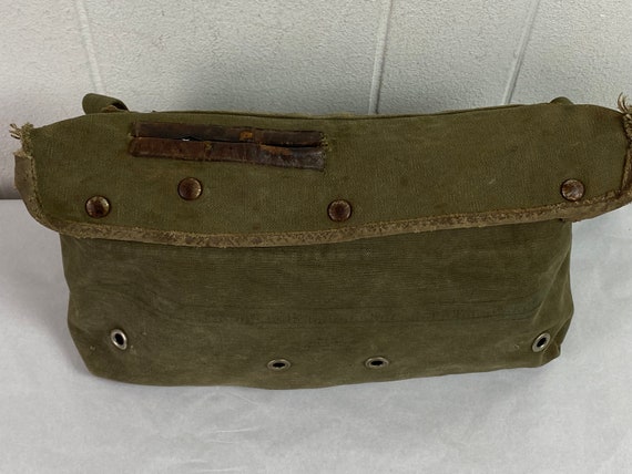 Vintage bag, 1940s bag, shoulder bag, fishing bag… - image 3