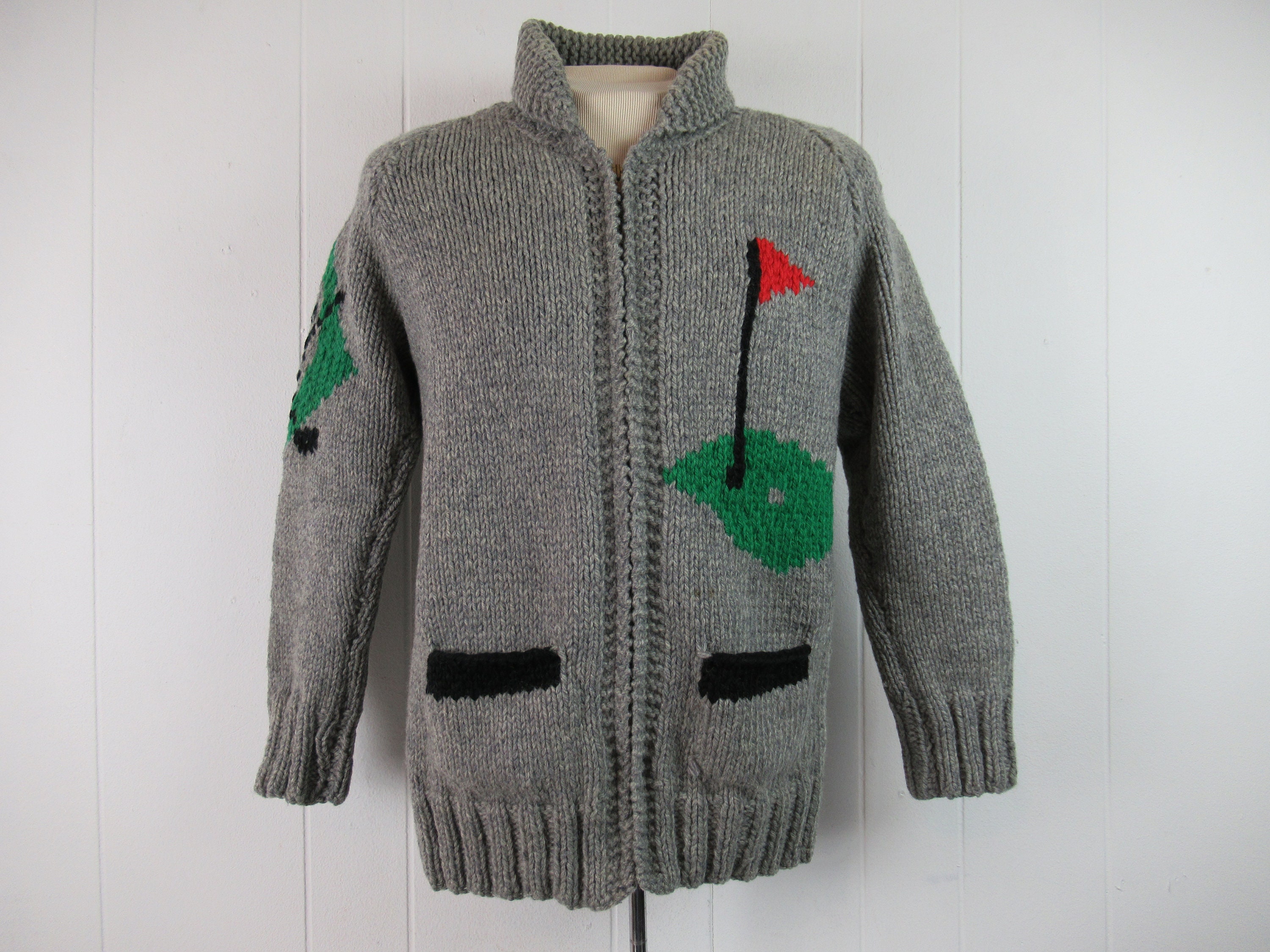 Vintage Sweater, 1960s Sweater, Cowichan Sweater, Golf Sweater 