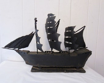 Vintage sculpture, Brutalist sculpture, 1970s sculpture, metal sculpture, boat sculpture, mid century modern, modern art