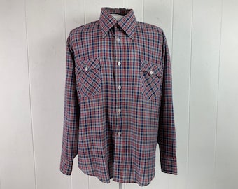 Vintage shirt, Levis shirt, cowboy shirt, Western shirt, 1970s shirt, plaid shirt, vintage Levis shirt, vintage clothing, size XL