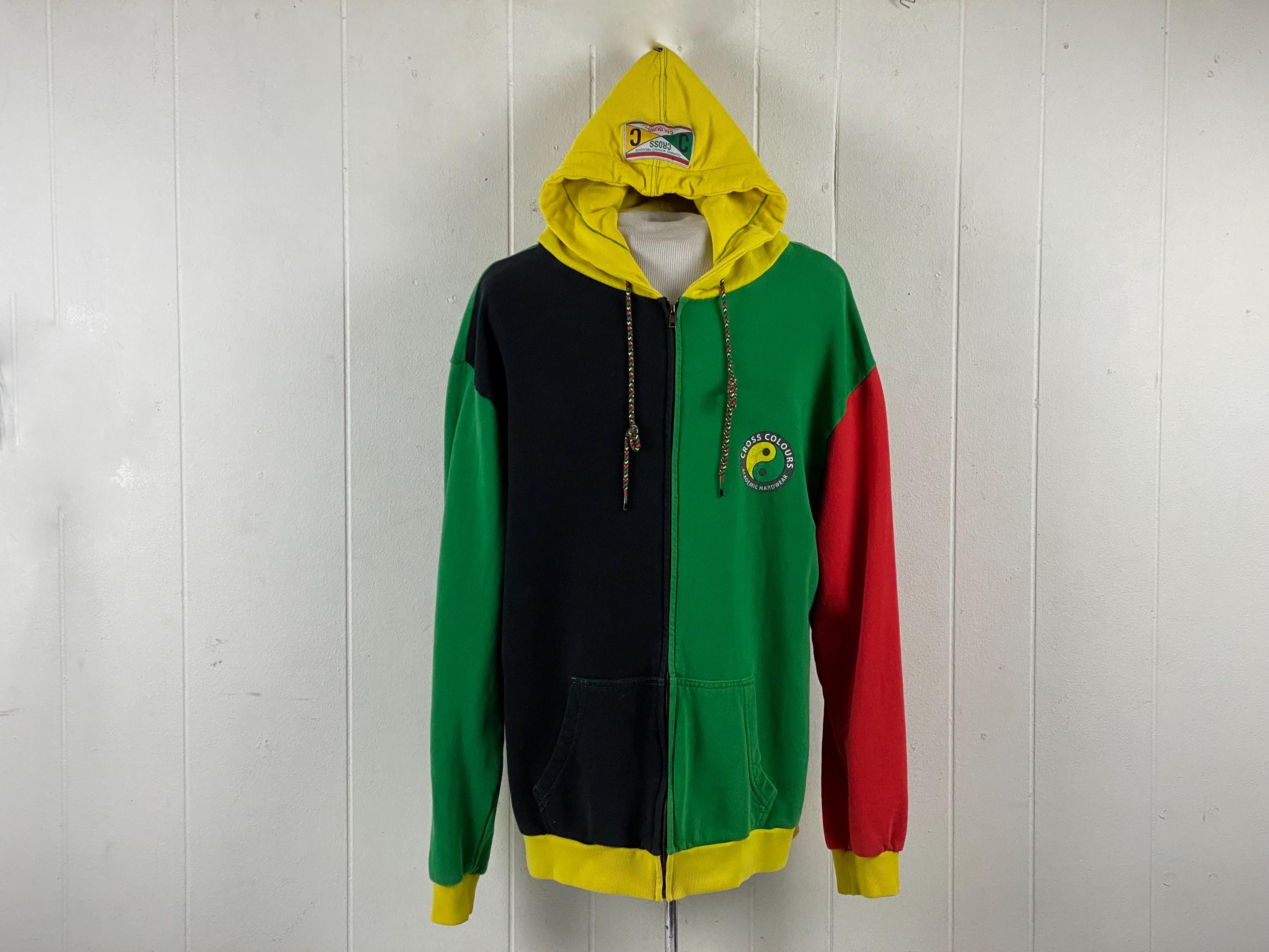 Cross Colours Sweatshirt, Size Medium, Hip Hop Zip Jacket, 1980s
