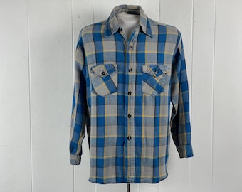 Vintage shirt, size large, 1970S shirt, cotton shirt, plaid shirt, vintage plaid shirt, button down shirt, Frostproof, vintage clothing