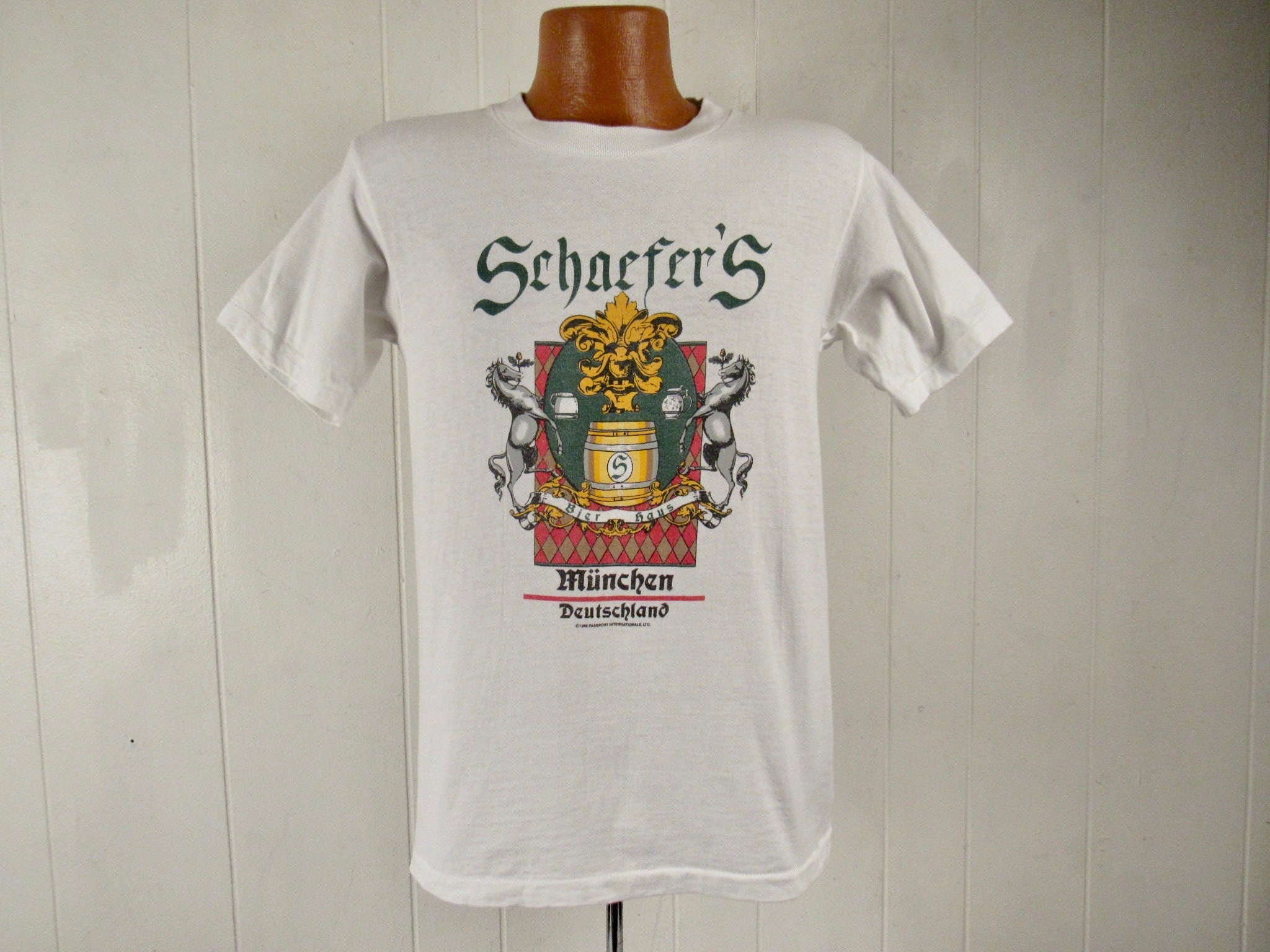 Vintage t shirt, beer t shirt, Schaefer's t shirt, Munchen Deutschland, 1980s t shirt, vintage clothing, size medium