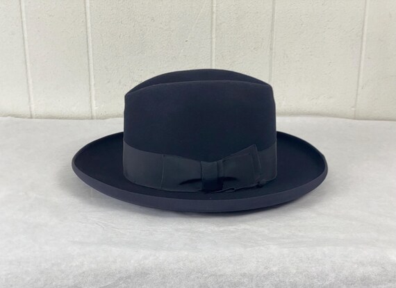 Vintage Hat, Size 7, Stetson Royal Deluxe Hat, Homburg Hat, Black 