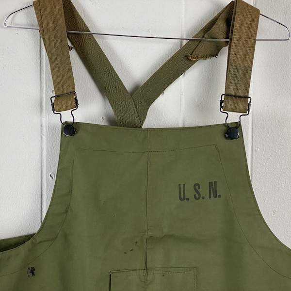 Vintage overalls, size XL, U.S.N. overalls, USN stencil, 1940s overalls, Navy Department overalls, NXSX, military overalls, vintage clothing